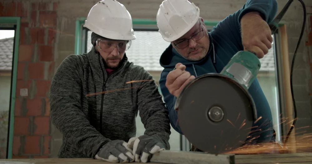 Operators using protective equipment