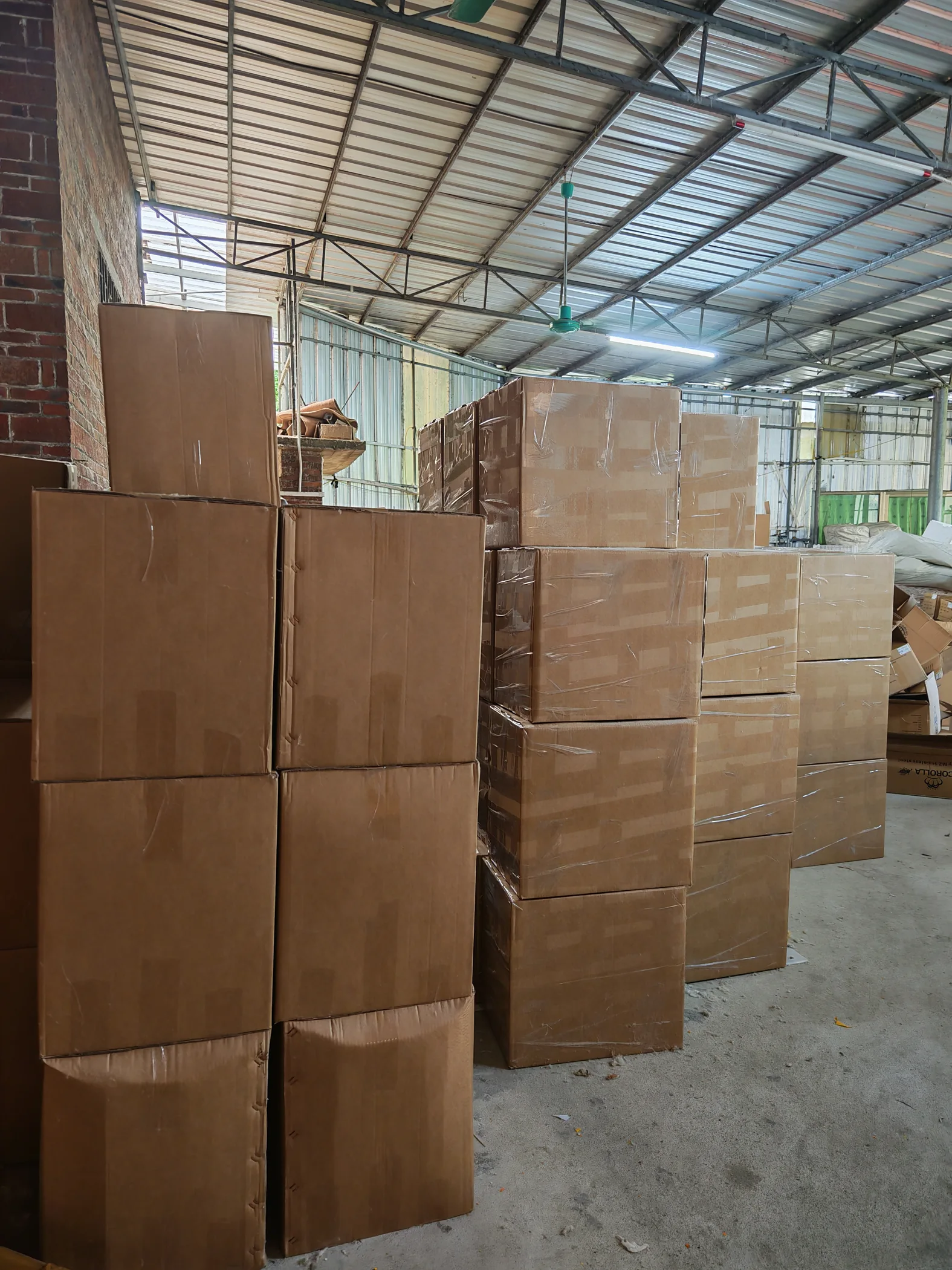 Large outbound carton group prepared inside the warehouse